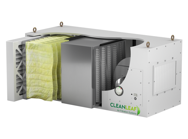 CleanLeaf 2500D HEPA air filtration system for grow rooms.